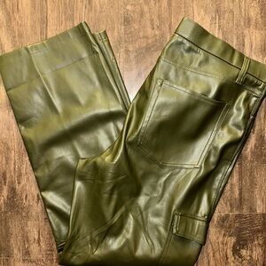 Women's Olive Green Leather Pants